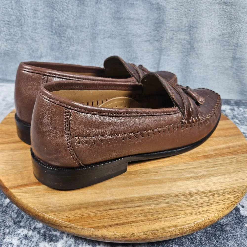 Florsheim Pisa Tassel Loafers Mens 9 D Brown Croc Emboss Leather Slip On Shoes